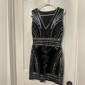 Motf Holiday Dress - Velvet and Embellished Beads/Sequins